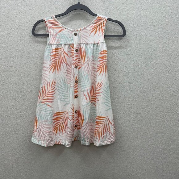 Omi Jo Palm Leaf Malibu Empire Sleeveless Tank Dress w Pockets Girls size 8